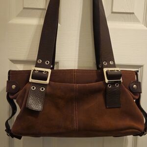 Almas Brown Leather Suede Handbag made of Cow Leather in Argentina